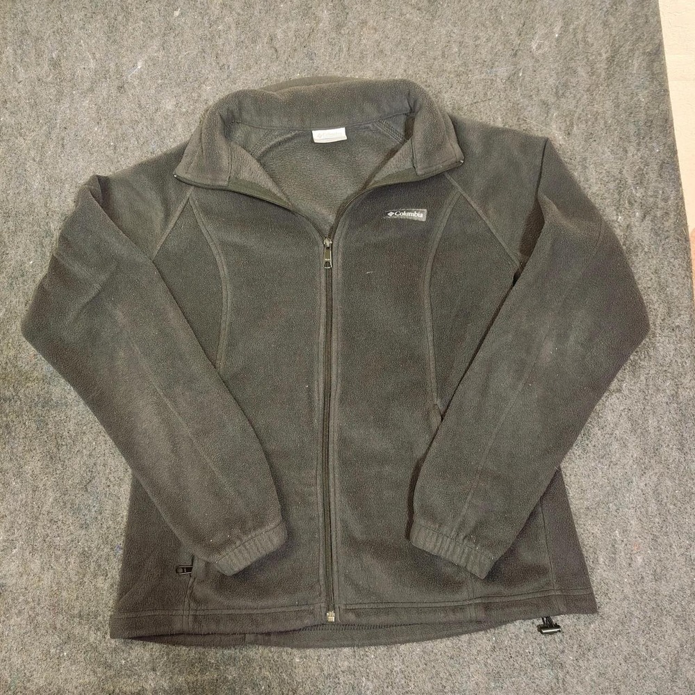 Columbia Womens Grey Fleece Full Zip Jacket Size L Outdoor Hiking Layer